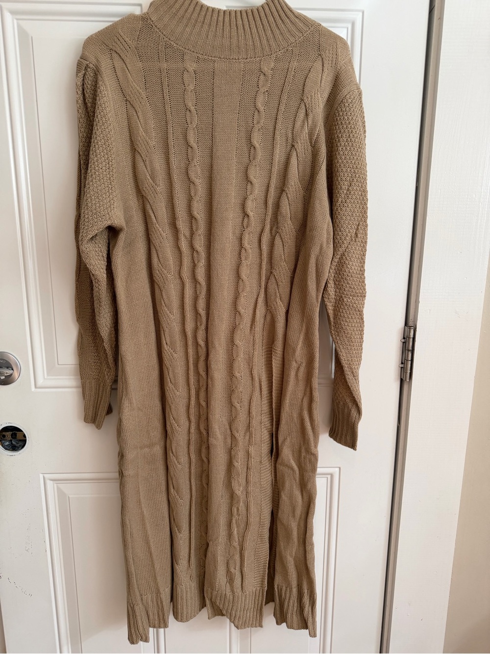 Cable Knit Turtleneck Sweater  in Taupe